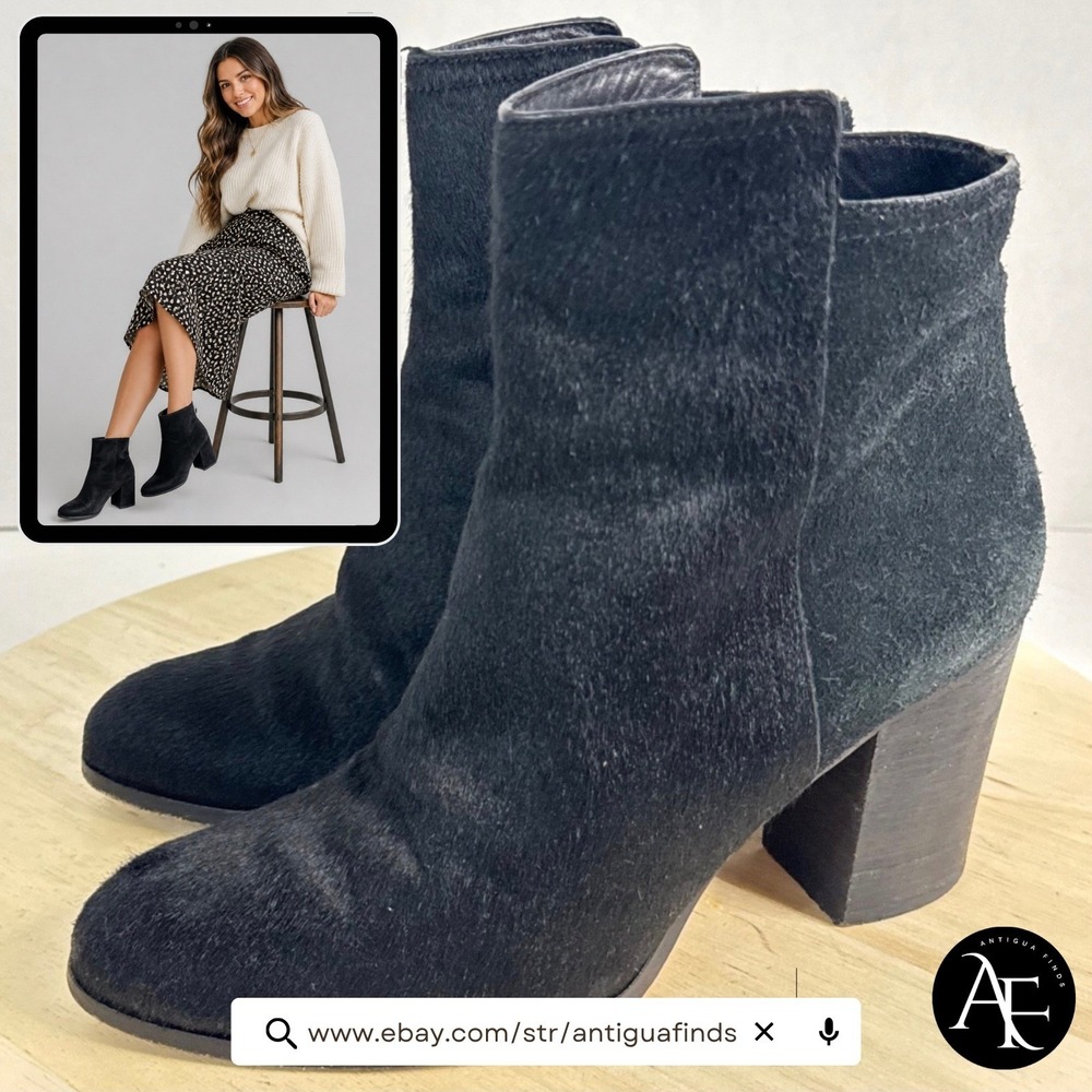 COLE HAAN Women's Ankle Boots Zandra Calf Hair/Suede Leather Shoes 3.5" Heel 7B